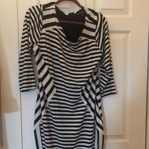 Eloquii size 20 Black and White Striped midi Dress